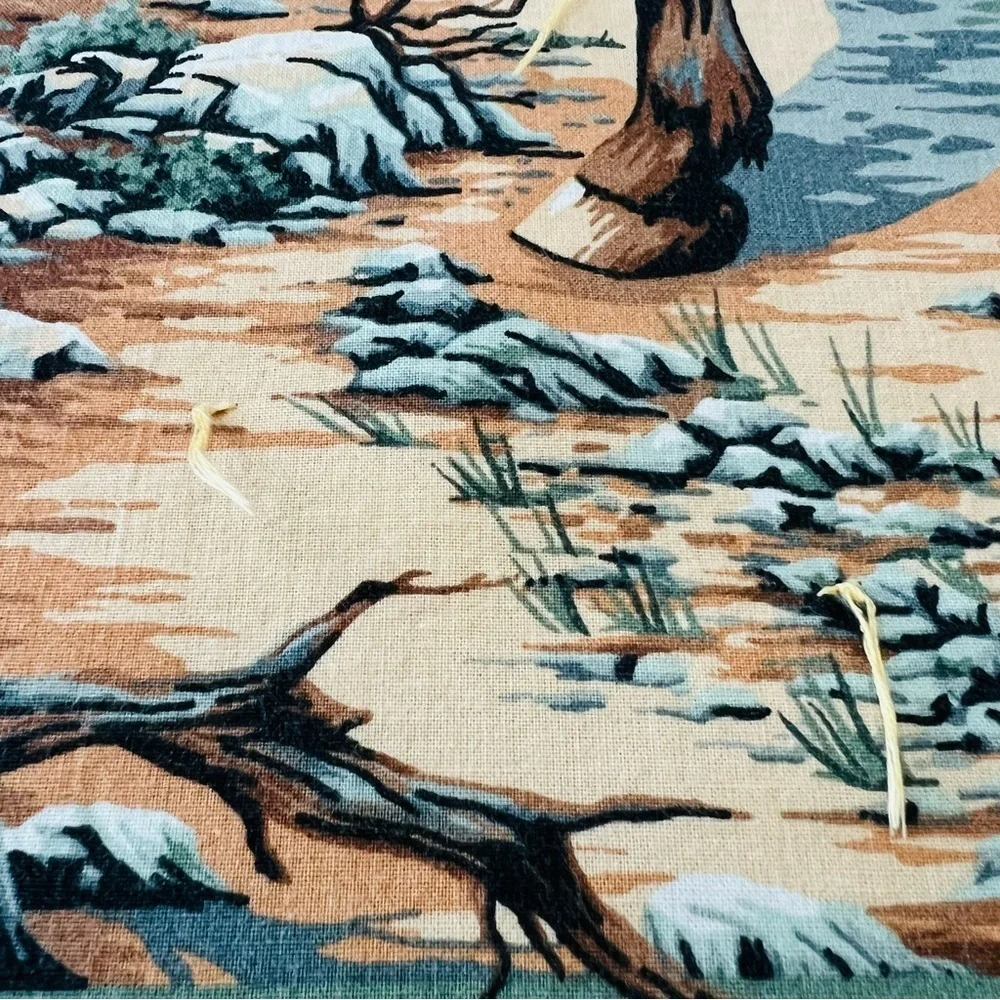 76”x52” Vintage Indian On Horse Eagles and wolfs Quilt.
